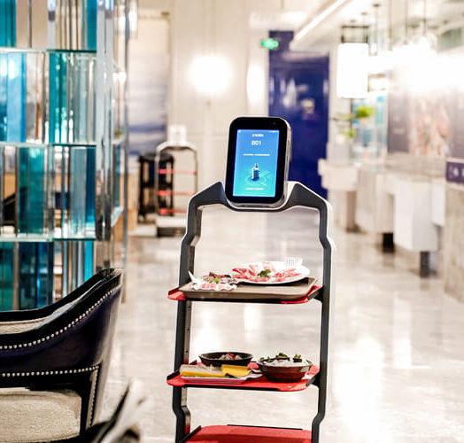 Unsere Kellner Roboter können auch passend zu deinem Restaurant oder Event gestaltet werden